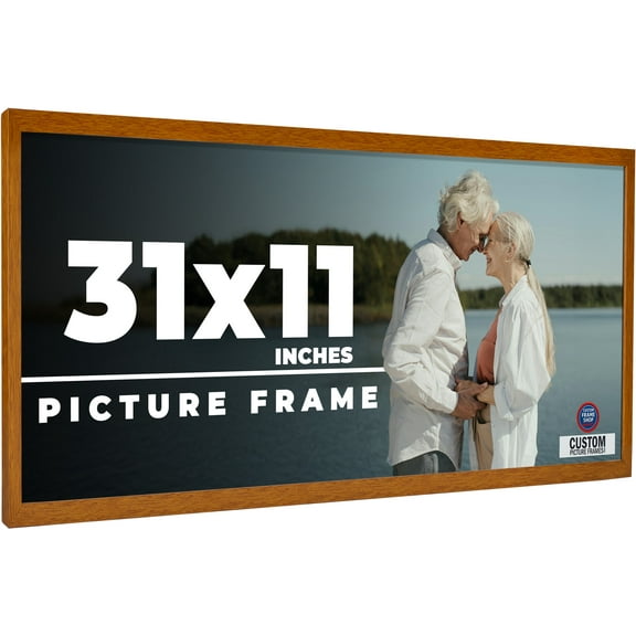 31x11 Honey Brown Real Wood Picture Frame Width 0.75 inches | Interior Frame Depth 0.5 inches |