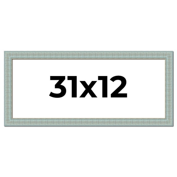 31x12 Frame Blue Teal Distressed Solid Wood Picture Frame | 1.625 Inch Moulding Width | Sonoma Blue
