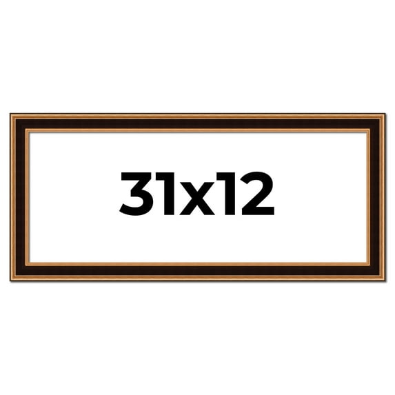 31x12 Frame Gold Brown Plein Air Vintage Solid Wood Picture Frame | 1.75 Inches Moulding Width |