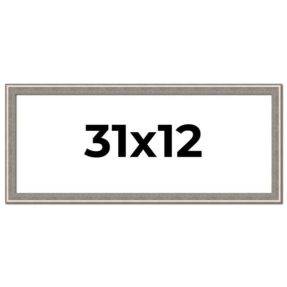 31x12 Frame Grey Real Wood Picture Frame Width 1.25 inches | Interior Frame Depth 0.5 inches | Hans