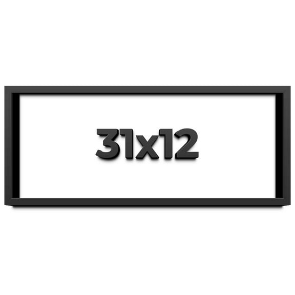31x12 Shadow Box Frame Black | 2 Inches Deep Real Wood Contemporary Shadowbox Display Frame | UV