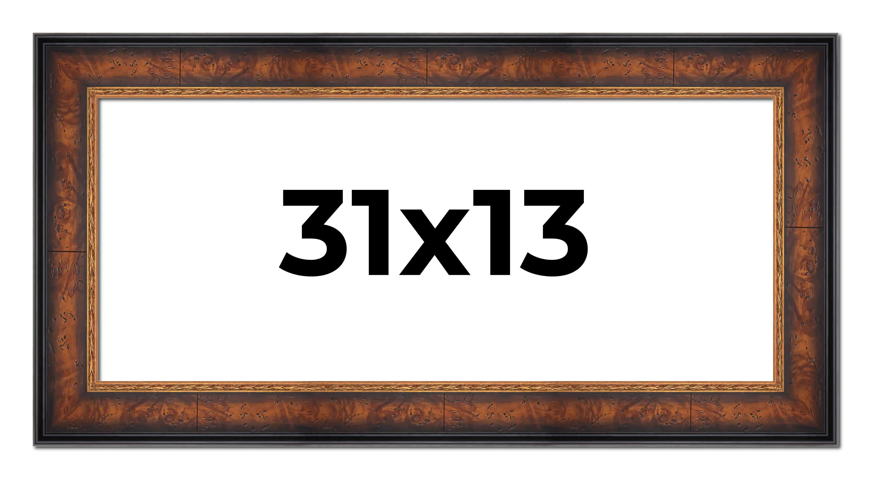 31x13 Frame Brown Walnut Gold Ornate Trim Solid Wood Plein Air Picture ...