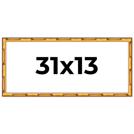 31x13 Frame Gold Bamboo Solid Wood Picture Frame | 1 Inch Moulding Width | Interior Frame Depth