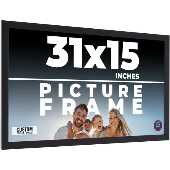 31x15 Frame Black Real Wood Picture Frame Width 0.75 inches | Interior Frame Depth 0.5 inches |