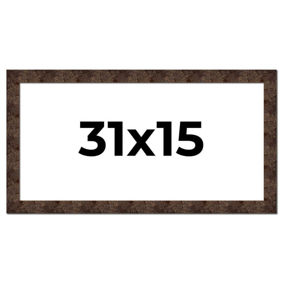 31x15 Frame Brown Burl Real Wood Picture Frame Width 1.625 Inches | Interior Frame Depth 0.5 Inches