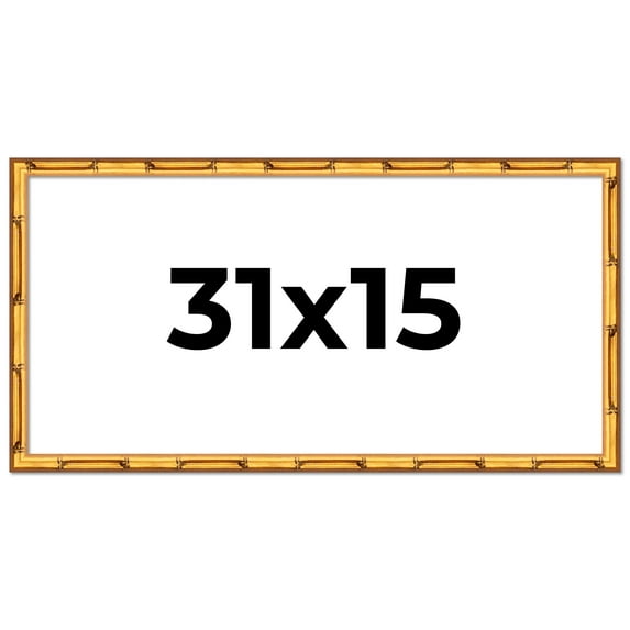 31x15 Frame Gold Bamboo Solid Wood Picture Frame | 0.75 Inch Moulding Width | Interior Frame Depth
