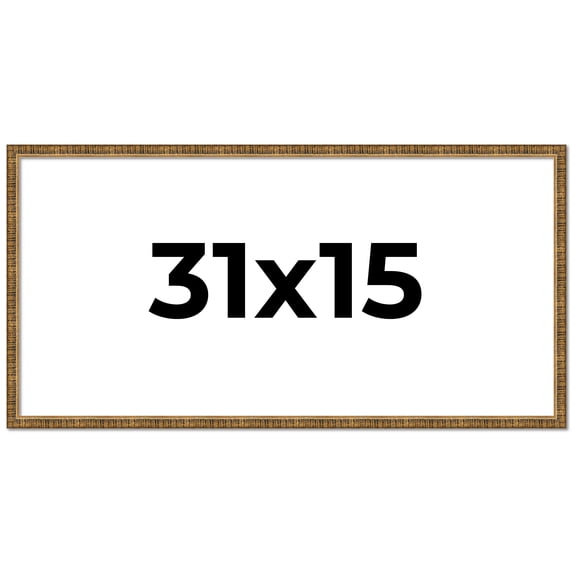 31x15 Frame Gold Kingsley Distressed Solid Wood Picture Frame Width 0.75 Inches | Interior Frame