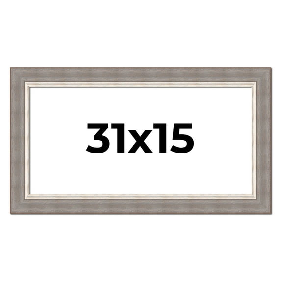 31x15 Frame Grey Real Wood Picture Frame Width 2.75 Inches | Interior Frame Depth 0.5 Inches |