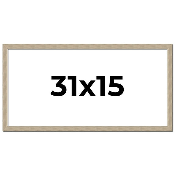 31x15 Frame Grey Solid Wood Picture Frame Width 1 Inches | Interior Frame Depth 0.5 Inches |