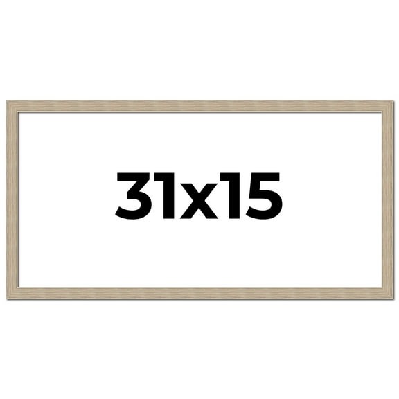 31x15 Frame Grey Solid Wood Picture Frame Width 1 Inches | Interior Frame Depth 0.5 Inches |