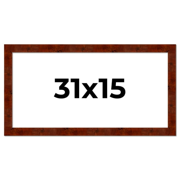 31x15 Walnut Brown Veneer Real Wood Picture Frame Width 1.75 inches | Interior Frame Depth 0.5