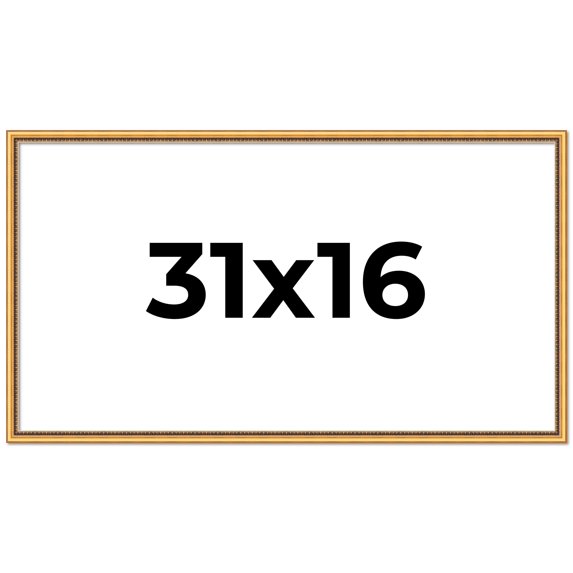 31x16 Frame Beaded Gold Solid Wood Picture Frame | 0.75 Inches Moulding Width | Liscio Oro