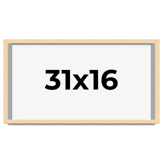 31x16 Frame Beige Real Wood Picture Frame Width 0.75 inches | Interior Frame Depth 0.5 inches |