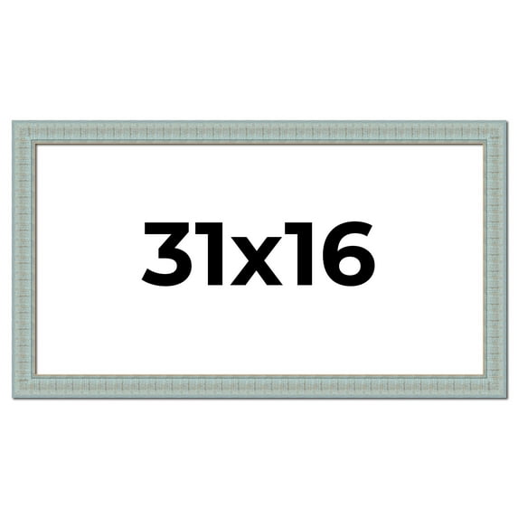 31x16 Frame Blue Teal Distressed Solid Wood Picture Frame | 1.625 Inch Moulding Width | Sonoma Blue