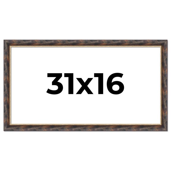 31x16 Frame Gold Real Wood Picture Frame Width 1.5 inches | Interior Frame Depth 0.5 inches |