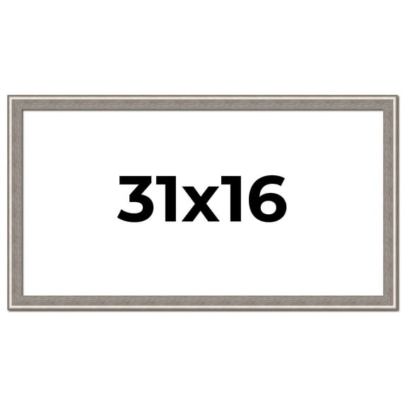 31x16 Frame Grey Real Wood Picture Frame Width 1.25 inches | Interior Frame Depth 0.5 inches | Hans