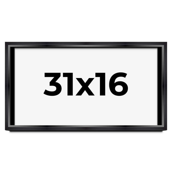31x16 Shadow Box Frame Black | 1.25 inches Deep Real Wood Contemporary Shadowbox Display Frame | UV