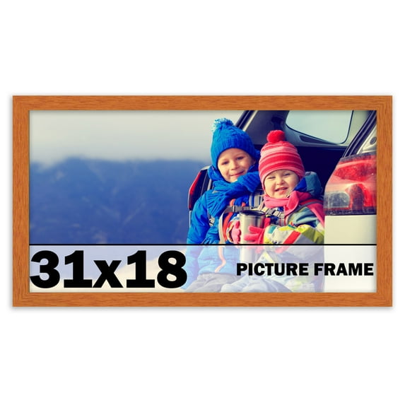 31x18 Frame Honey Pecan Brown Picture Frame - Modern Photo Frame Includes UV Acrylic Shatter Guard