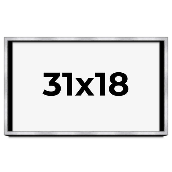 31x18 Shadow Box Frame Silver | 1.375 Inches Deep Real Wood Contemporary Shadowbox Display Frame |