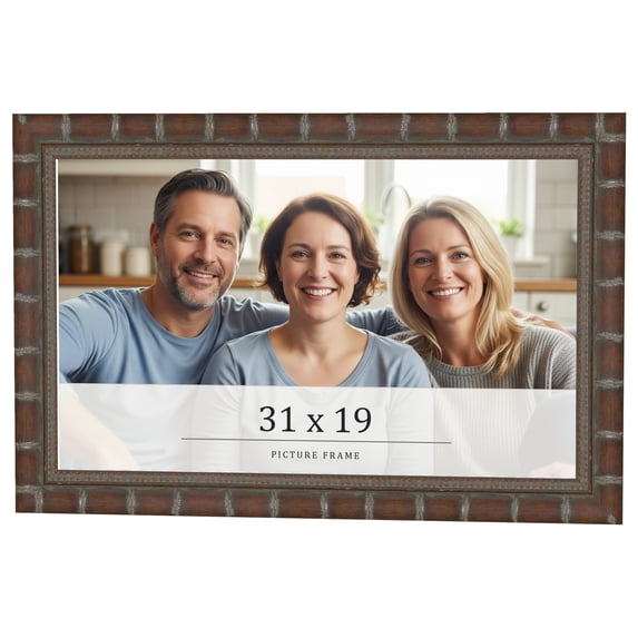 31x19 Dark Brown Bamboo Real Wood Picture Frame Width 1.5 inches | Interior Frame Depth 0.5 inches