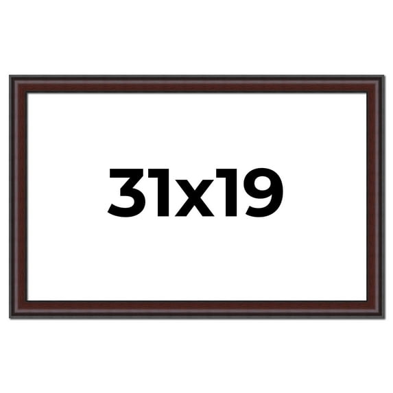 31x19 Frame Brown Round Mahogany Solid Wood Picture Frame | 1.625 Inch Moulding Width | with UV