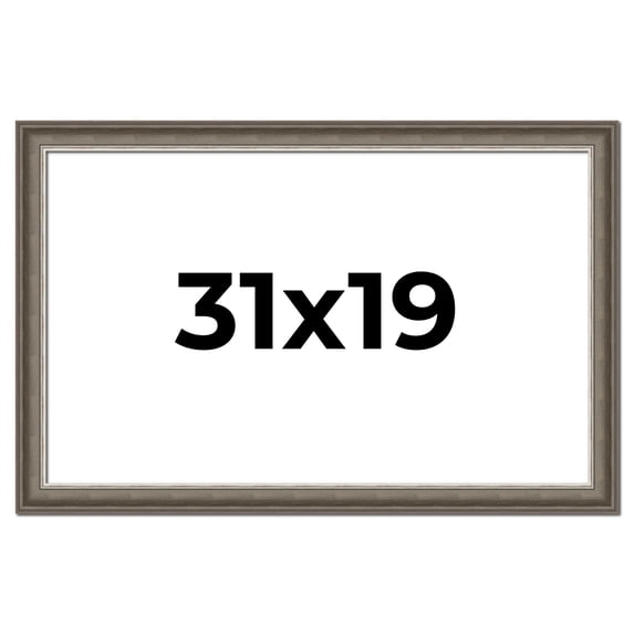 31x19 Frame Brown Solid Wood Picture Frame | 1.75 Inch Moulding Width | Austin Frame Complete with