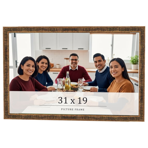 31x19 Frame Gold Kingsley Distressed Solid Wood Picture Frame Width 0.75 Inches | Interior Frame
