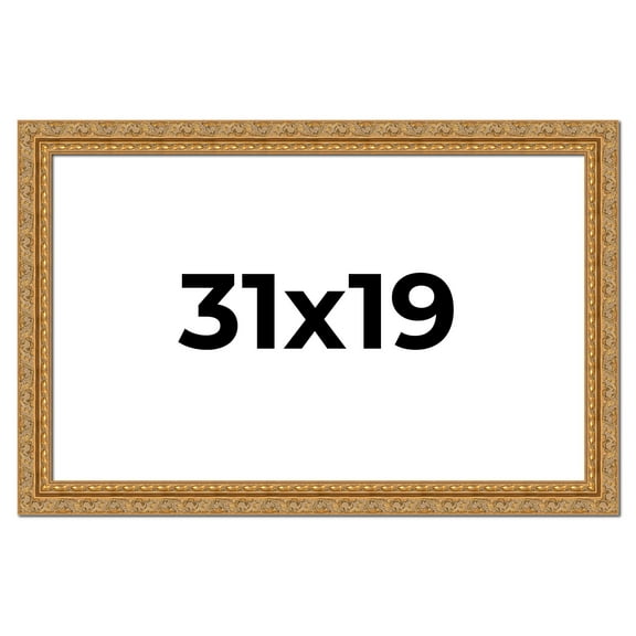 31x19 Frame Gold Ornate Solid Wood Picture Frame | 2 Inch Moulding Width | Firman Traditional Photo