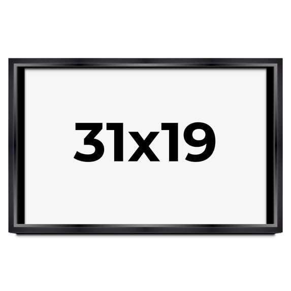 31x19 Shadow Box Frame Black | 1.25 inches Deep Real Wood Contemporary Shadowbox Display Frame | UV