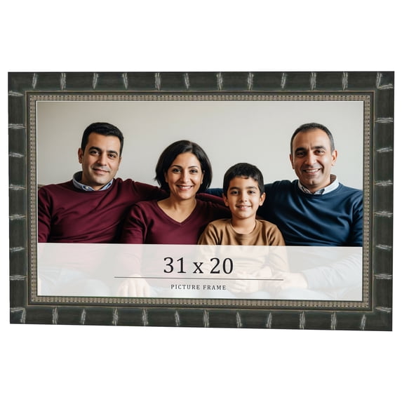 31x20 Frame Black Bamboo Solid Wood Picture Frame Width 1.5 Inches | Interior Frame Depth 0.5