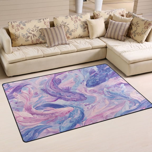 31x20in Area Rug Machine Washable Floor Mats Skid-Resistant Backing Carpet for Home Kitchen Bedroom Pale Pink Marine Creatures