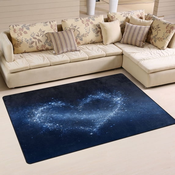31x20in Area Rug Machine Washable Floor Mats Skid-Resistant Backing Carpet for Home Kitchen Bedroom Starry Sky Background with Stars