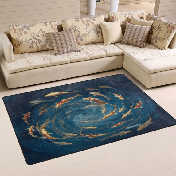 31x20in Area Rug Machine Washable Floor Mats Skid-Resistant Backing Carpet for Home Kitchen Bedroom Whirlpool Carp Pattern