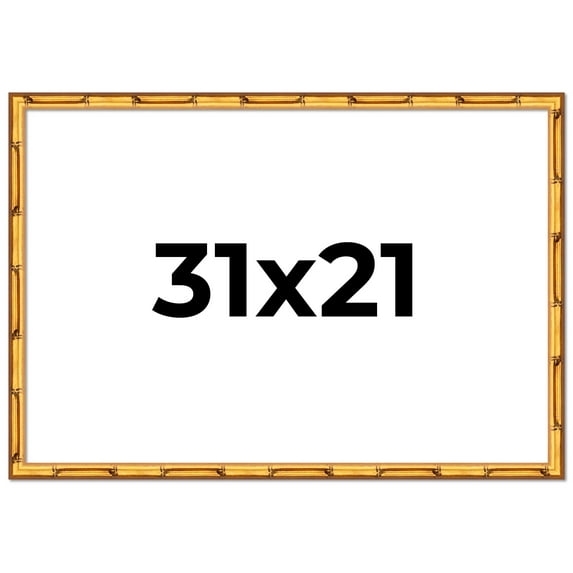 31x21 Frame Gold Bamboo Solid Wood Picture Frame | 1 Inch Moulding Width | Interior Frame Depth