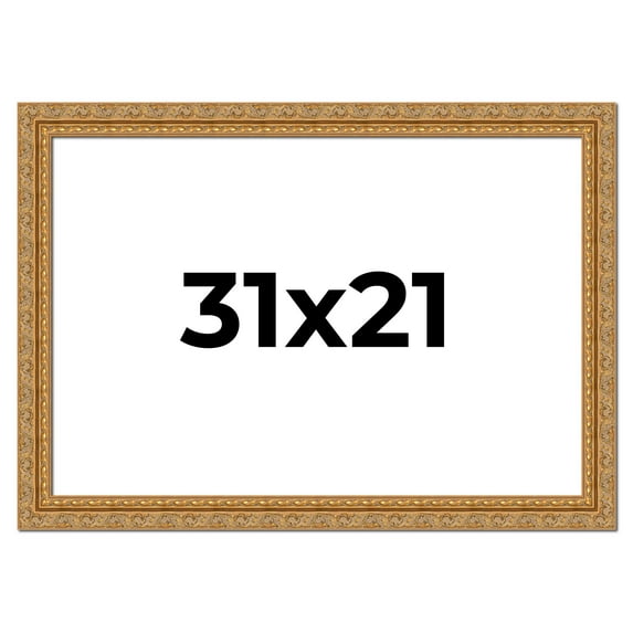 31x21 Frame Gold Ornate Solid Wood Picture Frame | 2 Inch Moulding Width | Firman Traditional Photo