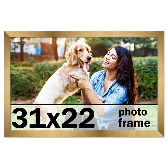 31x22 Frame Gold Bronze Modern Solid Wood Picture Frame | 0.75 Inch Moulding Width | Includes UV
