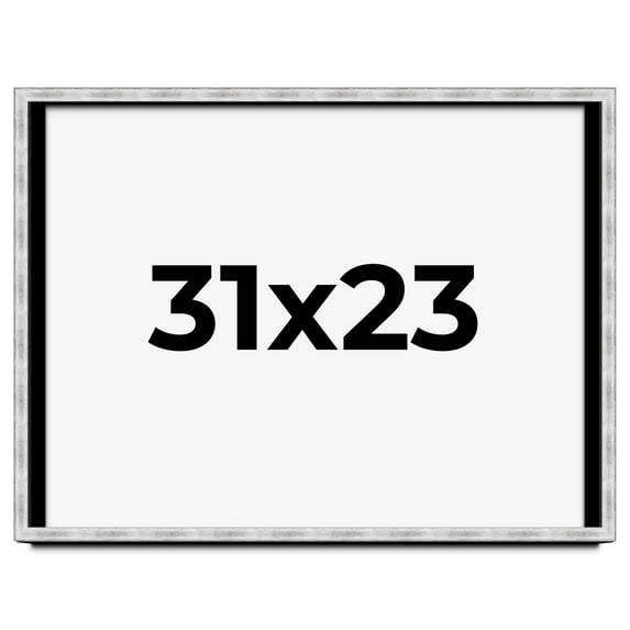 31x23 Frame Brushed Silver Solid Wood Picture Frame | 0.75 Inch Moulding Width | Rabbet Depth 0.75