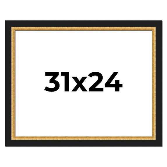 31x24 Frame Gold Real Wood Picture Frame Width 2.25 Inches | Interior Frame Depth 0.5 Inches |