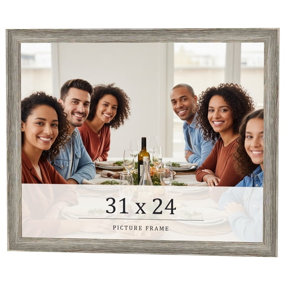 31x24 Frame Grey Solid Wood Picture Frame Width 1 Inches | Interior Frame Depth 0.5 Inches |