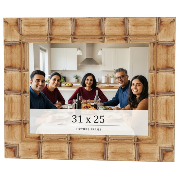 31x25 Frame Beige Real Wood Picture Frame Width 3 inches | Interior Frame Depth 0.5 inches |