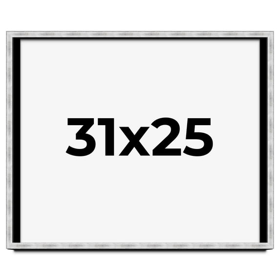 31x25 Frame Brushed Silver Solid Wood Picture Frame | 0.75 Inch Moulding Width | Rabbet Depth 0.75