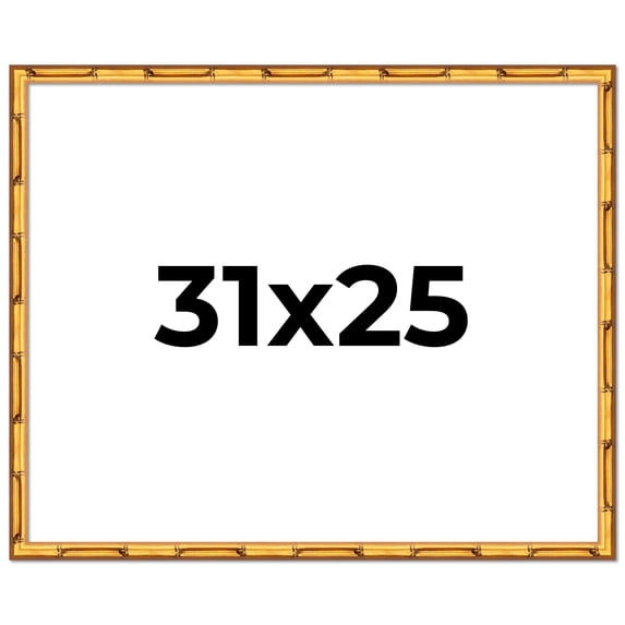 31x25 Frame Gold Bamboo Solid Wood Picture Frame | 1 Inch Moulding Width | Interior Frame Depth