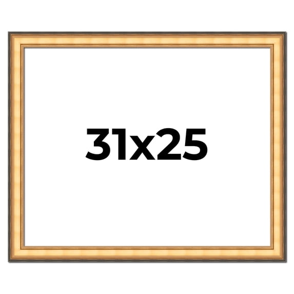 31x25 Frame Gold Plein Aire Solid Wood Picture Frame Width 2 Inches | Interior Frame Depth 0.5