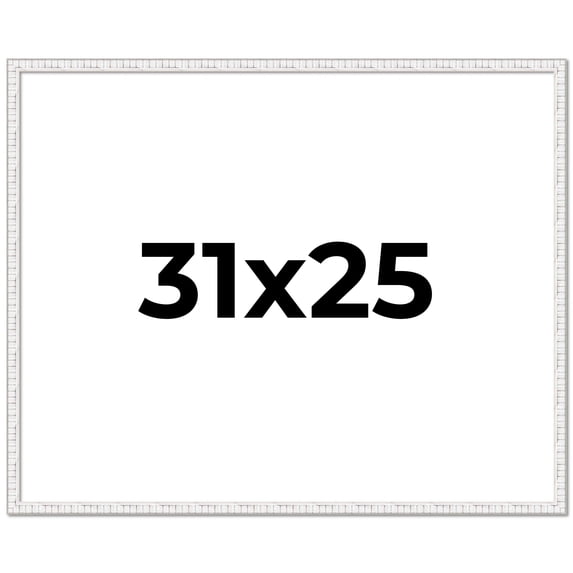 31x25 Frame White Scuffed Rustic Solid Wood Picture Frame | 0.75 Inch Moulding Width| Includes UV