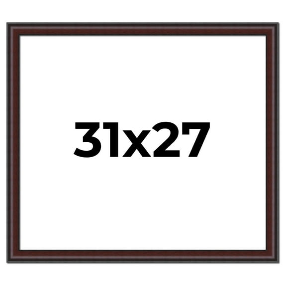 31x27 Frame Brown Round Mahogany Solid Wood Picture Frame | 1.625 Inch Moulding Width | with UV
