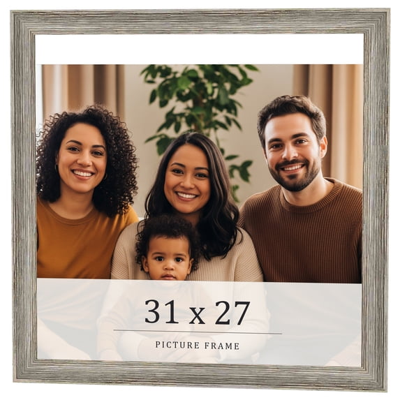 31x27 Frame Grey Solid Wood Picture Frame Width 1 Inches | Interior Frame Depth 0.5 Inches |