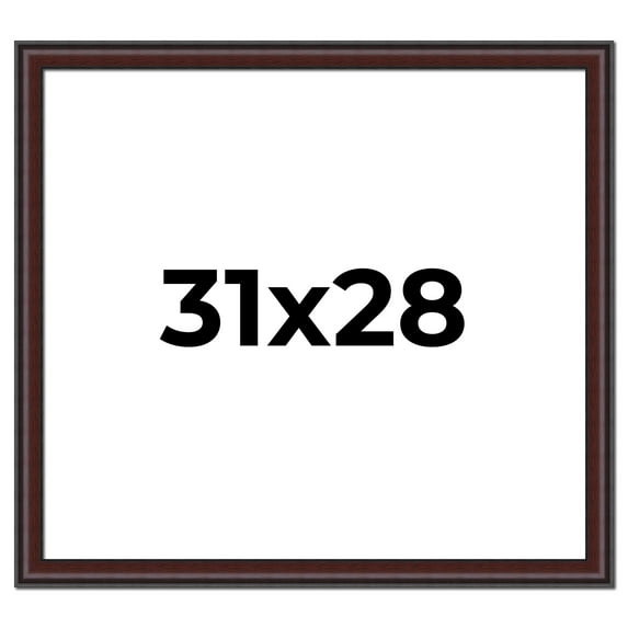 31x28 Frame Brown Round Mahogany Solid Wood Picture Frame | 1.625 Inch Moulding Width | with UV