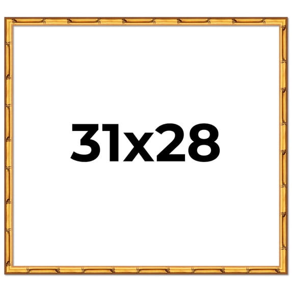31x28 Frame Gold Bamboo Solid Wood Picture Frame | 1 Inch Moulding Width | Interior Frame Depth