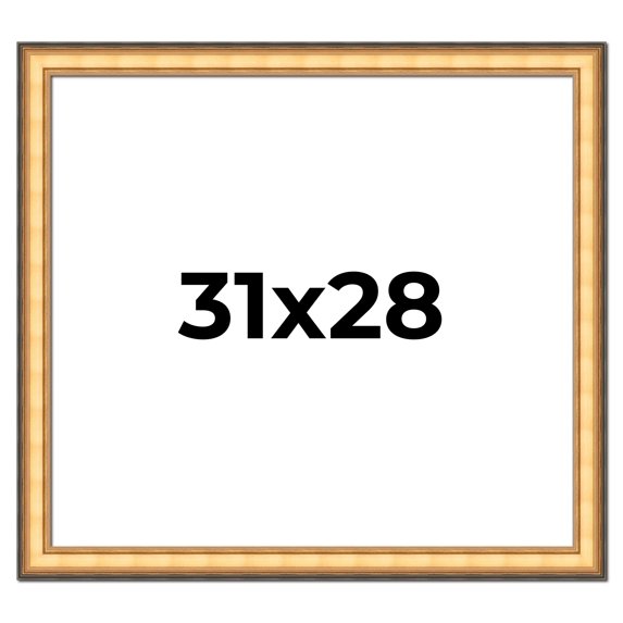 31x28 Frame Gold Plein Aire Solid Wood Picture Frame Width 2 Inches | Interior Frame Depth 0.5