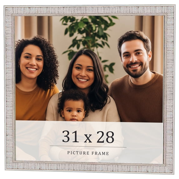 31x28 Frame White Real Wood Picture Frame Width 0.75 inches | Interior Frame Depth 0.5 inches |